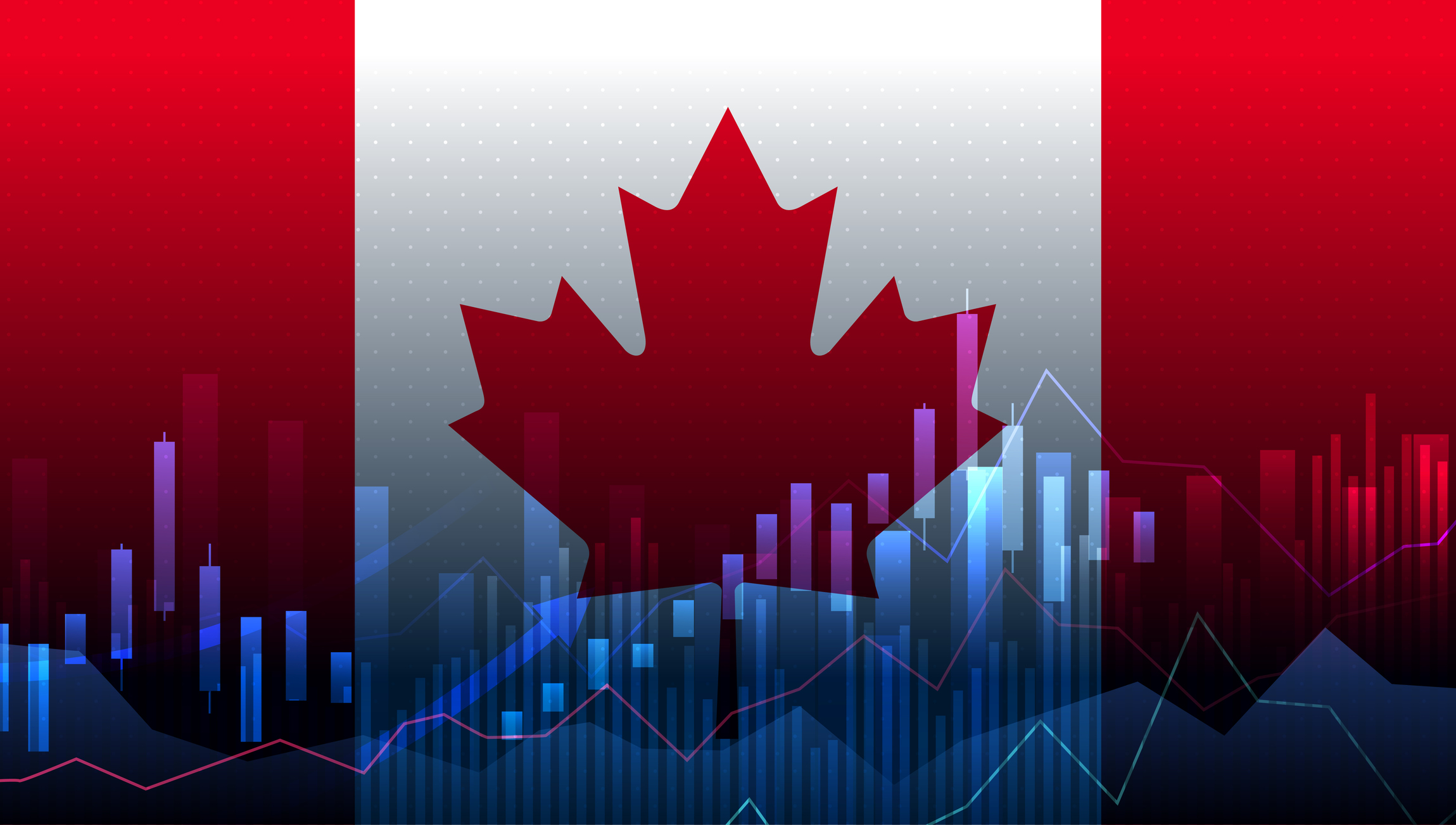 Canadian flag and markets overlay